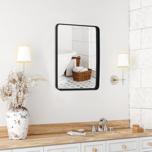 Rectangular Wall Mount Bathroom Mirror with Solid Steel Frame-M view 8