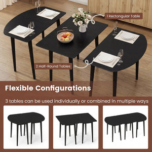 Rectangular Wooden Dining Table for 2-4 34 Inch Farmhouse Solid Wood Kitchen Table-Black view 7