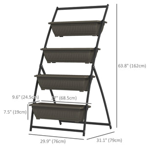 5-Tier Vertical Raised Garden Planter with 5 Boxes, Wheels, Outdoor Plant Stand for Vegetable Flowers, Brown – view 9