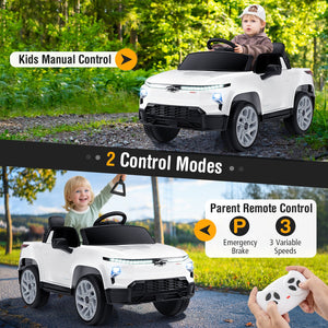 12V Ride on Car Truck Licensed Chevrolet with Remote Control Gift for 3+-White view 6
