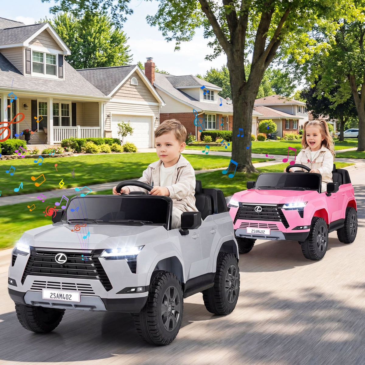 Ride on Car 24V 4WD Licensed LEXUS GX550 Electric Vehicle with Remote for Boys Girls Aged 3+-Grey view 2