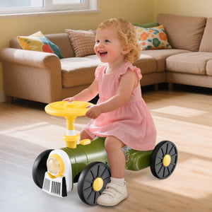 Ride on Toy with Steering Wheel and Train Whistle Sound Button-Green view 2