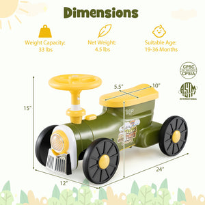 Ride on Toy with Steering Wheel and Train Whistle Sound Button-Green view 5