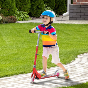 Qaba Snow Scooter, 2 in 1 Design Adjustable Height Scooter Snow Sled for Kids Aged Over 7 Years Old, Foldable Kids Sled Ski Scooter with Wheels Blades