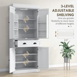 71" Kitchen Pantry Cabinet with LED Lights, 6 Spice Racks, a Drawer and 4 Adjustable Shelves, Black – view 12