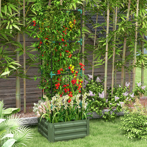 Galvanized Planter Box, Outdoor Raised Garden Bed with 3-Tier Trellis Tomato Cage for Climbing Vines – view 28