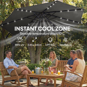 11.3 ft Cantilever Patio Umbrella with Light, Cover, Aluminium UPF50+ Offset Outdoor Umbrella Parasol – view 6