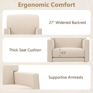 Upholstered Rocking Chair with and Solid Wood Base-Beige view 9