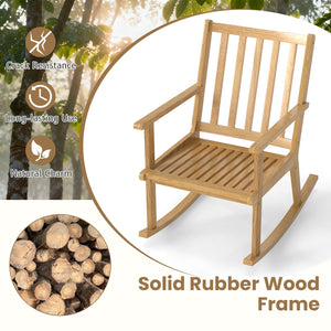 Rocking Chair with Cushion Solid Rubber Wood Rocker with Padded Seat-Natural view 7