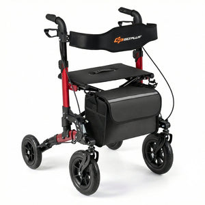 Rollator Walker for Seniors Folding Rolling Walker with Seat-Red
