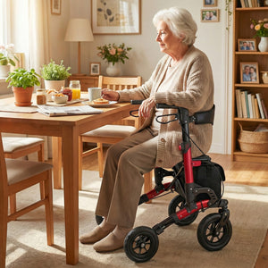 Rollator Walker for Seniors Folding Rolling Walker with Seat-Red view 7