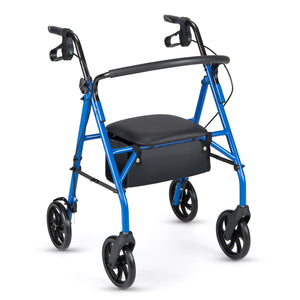 Rollator Walker with Seat and Height Adjustable Handles-Blue view 4