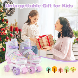 Roller Skates for Teens 4 Sizes Adjustable with Light-up Wheels for Boys Girls Ages 13+-Light Pink view 6