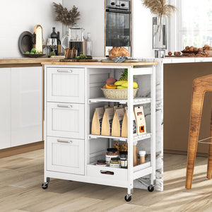 Rolling Kitchen Island Utility Storage Cart-White view 2