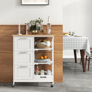 Rolling Kitchen Island Utility Storage Cart-White view 3