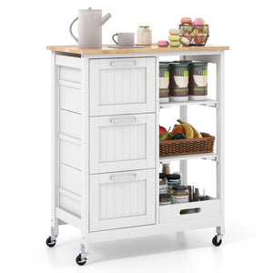Rolling Kitchen Island Utility Storage Cart-White view 4