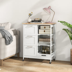 Rolling Kitchen Island Utility Storage Cart-White view 6