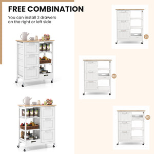 Rolling Kitchen Island Utility Storage Cart-White view 7