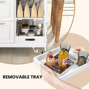 Rolling Kitchen Island Utility Storage Cart-White view 8