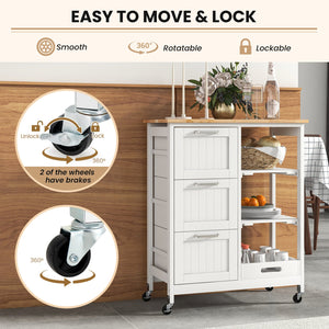 Rolling Kitchen Island Utility Storage Cart-White view 9