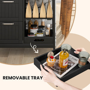 Rolling Kitchen Island Utility Storage Cart with 3 Large Drawers-Black view 8