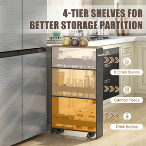Rolling Kitchen Slim Storage Cart Mobile Shelving Organizer with Handle-Gray view 7