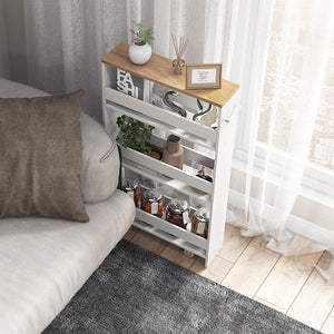 Rolling Kitchen Slim Storage Cart Mobile Shelving Organizer with Handle-White view 6