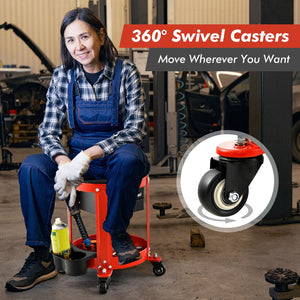 Rolling Mechanic Stool with Removable Padded Seat and Drawers view 8