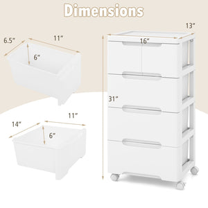 Rolling Storage Cabinet with Universal Wheels and 5/6/7 Drawers-5 Drawers view 4