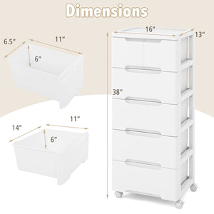 Rolling Storage Cabinet with Universal Wheels and 5/6/7 Drawers-6-Drawer view 4