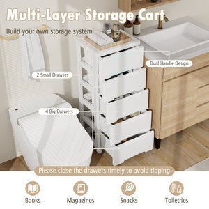 Rolling Storage Cabinet with Universal Wheels and 5/6/7 Drawers-6-Drawer view 5