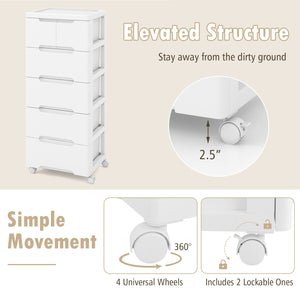 Rolling Storage Cabinet with Universal Wheels and 5/6/7 Drawers-6-Drawer view 8