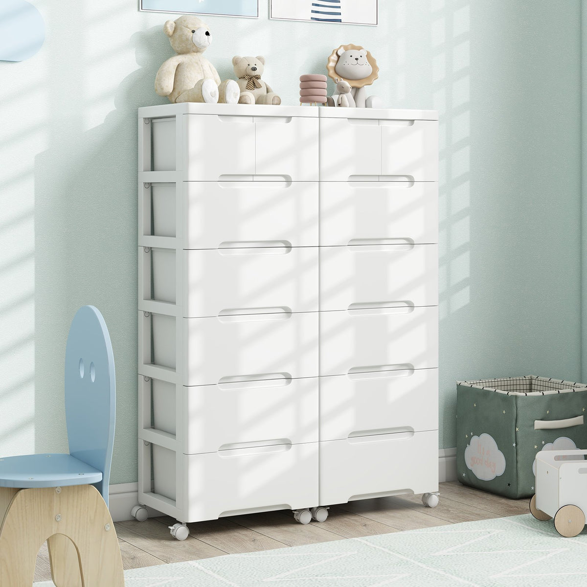 Rolling Storage Cabinet with Universal Wheels and 5/6/7 Drawers-7-Drawer view 2