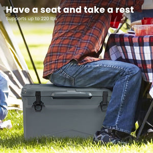 Rotomolded Cooler with Integrated Cup Holders and Bottle Opener-Gray view 3