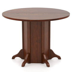 Round Dining Table with Pedestal Base for 4-6 People-Walnut view 4
