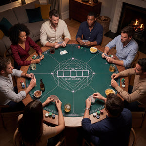 Round Poker Mat for Texas Hold'em 40 inch Portable Foldable Anti-Slip Rubber Base Table Layout-Green view 2