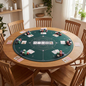 Round Poker Mat for Texas Hold'em 40 inch Portable Foldable Anti-Slip Rubber Base Table Layout-Green view 3