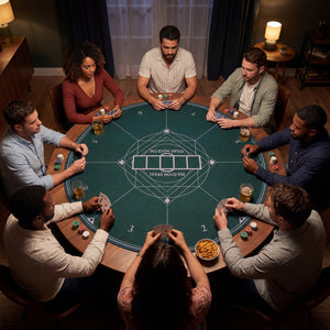 Round Poker Mat for Texas Hold'em 55 inch Portable Foldable Anti-Slip Rubber Base Table Layout-Green view 2