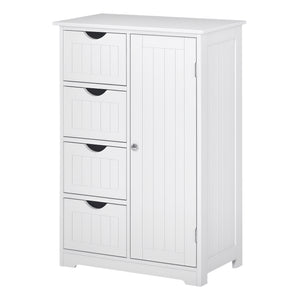 Bathroom Storage Cabinet, Floor Cabinet with Adjustable Shelf and 4 Drawers, Side Cabinet for Washroom