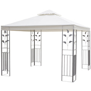 10' x 10' Outdoor Garden Metal Gazebo Patio Canopy Marquee Patio Party Tent Canopy Shelter Vented Roof Decorative Frame, Cream
