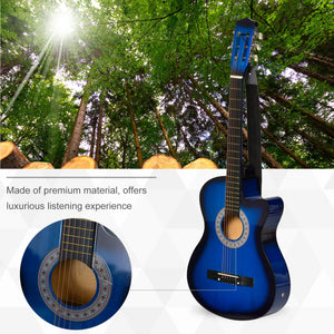 Soozier 38 Inch Full Size Classical Acoustic Electric Guitar Premium Gloss Finish with Strings, Picks, Shoulder Strap and Case Bag, Blue