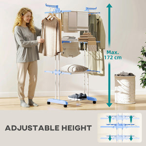 Foldable Clothes Drying Rack, 4-Tier Steel Laundry Rack for Drying Clothes with 2 Side Wings and 4 Castors – view 10