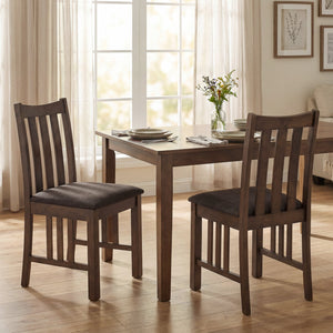 Rubber Wood Dining Chairs Side Chairs Set of 4 with Slat Back-Brown view 5