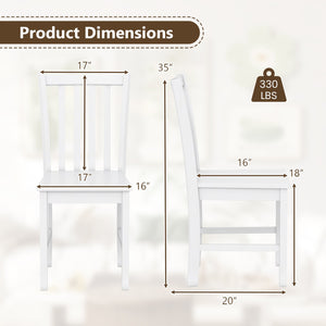 Rustic Dining Chairs Set of 2 Wooden Kitchen Chairs with Slat Tilt Backrest-White view 4
