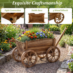 Rustic Rolling Flower Pot Stand with Wheels and Handle-Coffee view 9