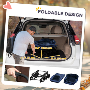 3-in-1 Double Pet Stroller for Small Miniature Dogs Cats with Removable Carrier, Foldable Travel Carrier Bag, Car Seat, Blue