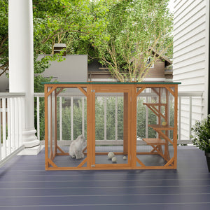 71"L Catio Outdoor Cat Enclosure, Indoor Cat Cage, Pet House, Small Animal Hutch for 1-2 Rabbit, Kitten – view 21