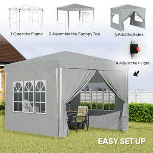10' x 10' Pop-Up Canopy Tent with Sidewalls, Height-Adjustable, Carry Bag Included, for Outdoor, Garden – view 3
