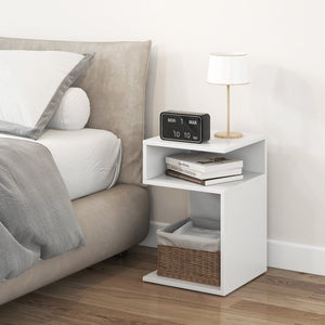 S-Shaped Side Table with Unique S-shaped Frame and 2 Open Compartments-White view 3
