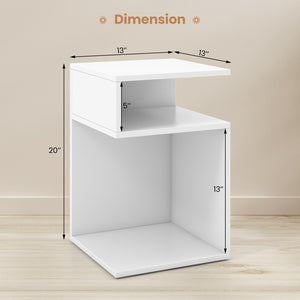 S-Shaped Side Table with Unique S-shaped Frame and 2 Open Compartments-White view 5